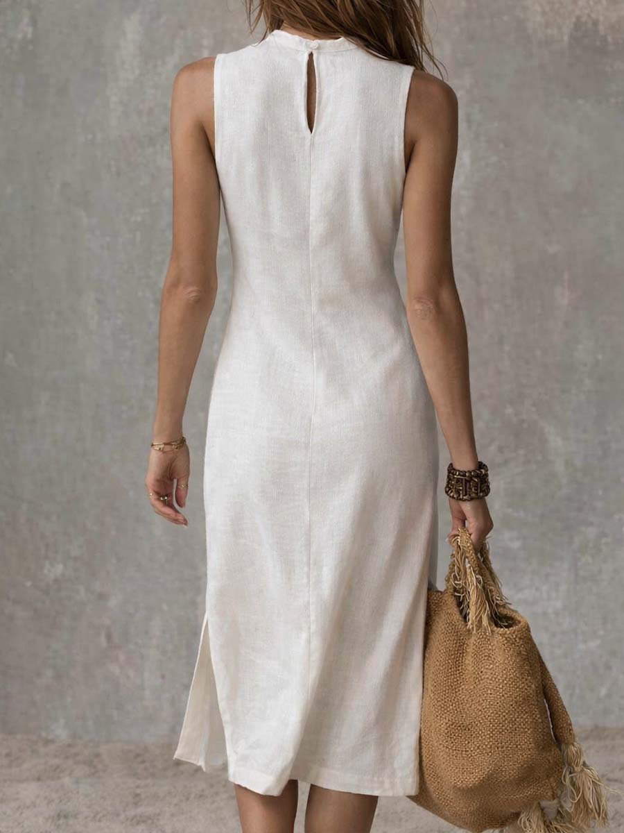 Elly | Women's Sleeveless Ribbed Side Split Midi Dress