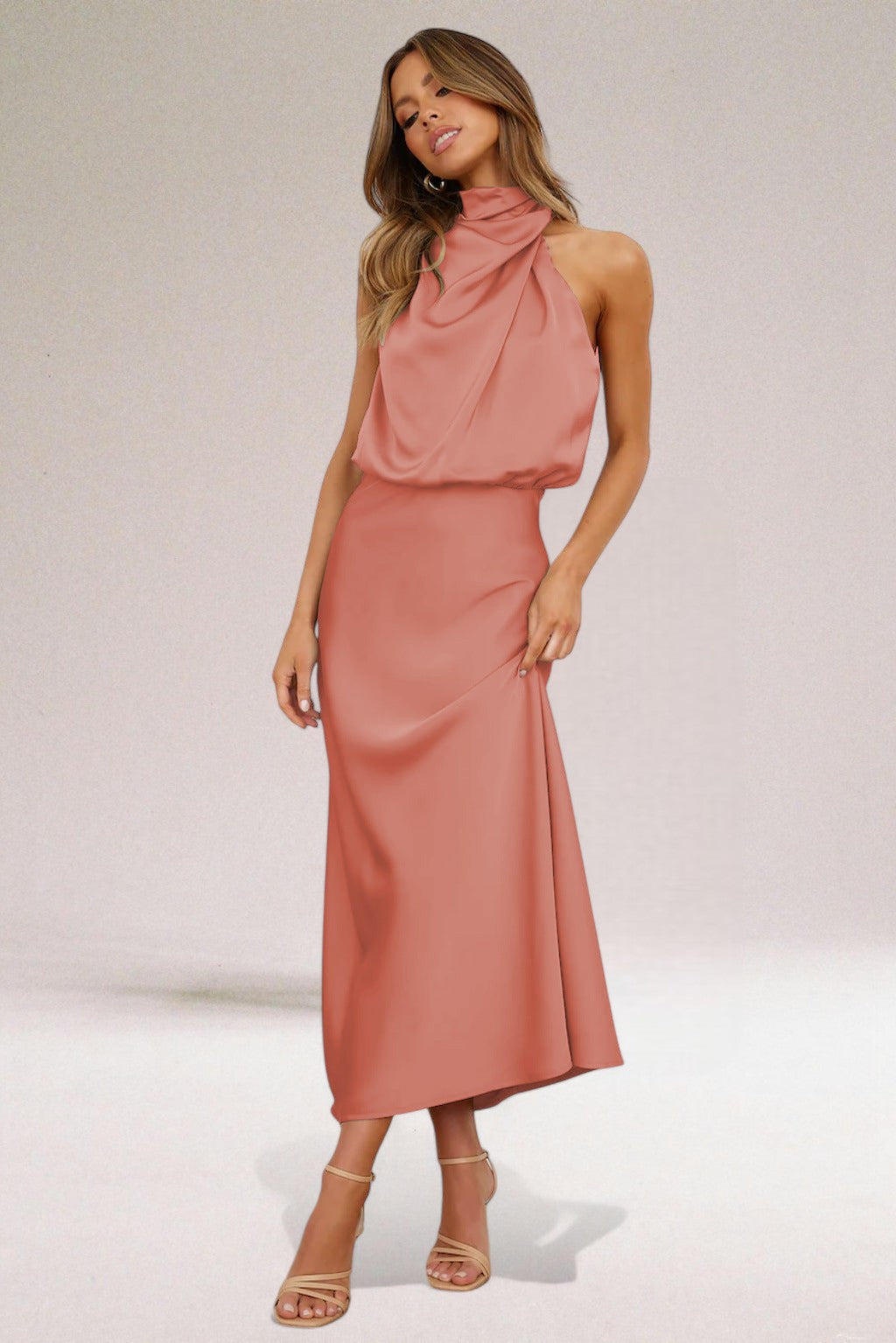 Amalia | Women's Halter Neck Dress with Adjustable Straps and Flowy Design