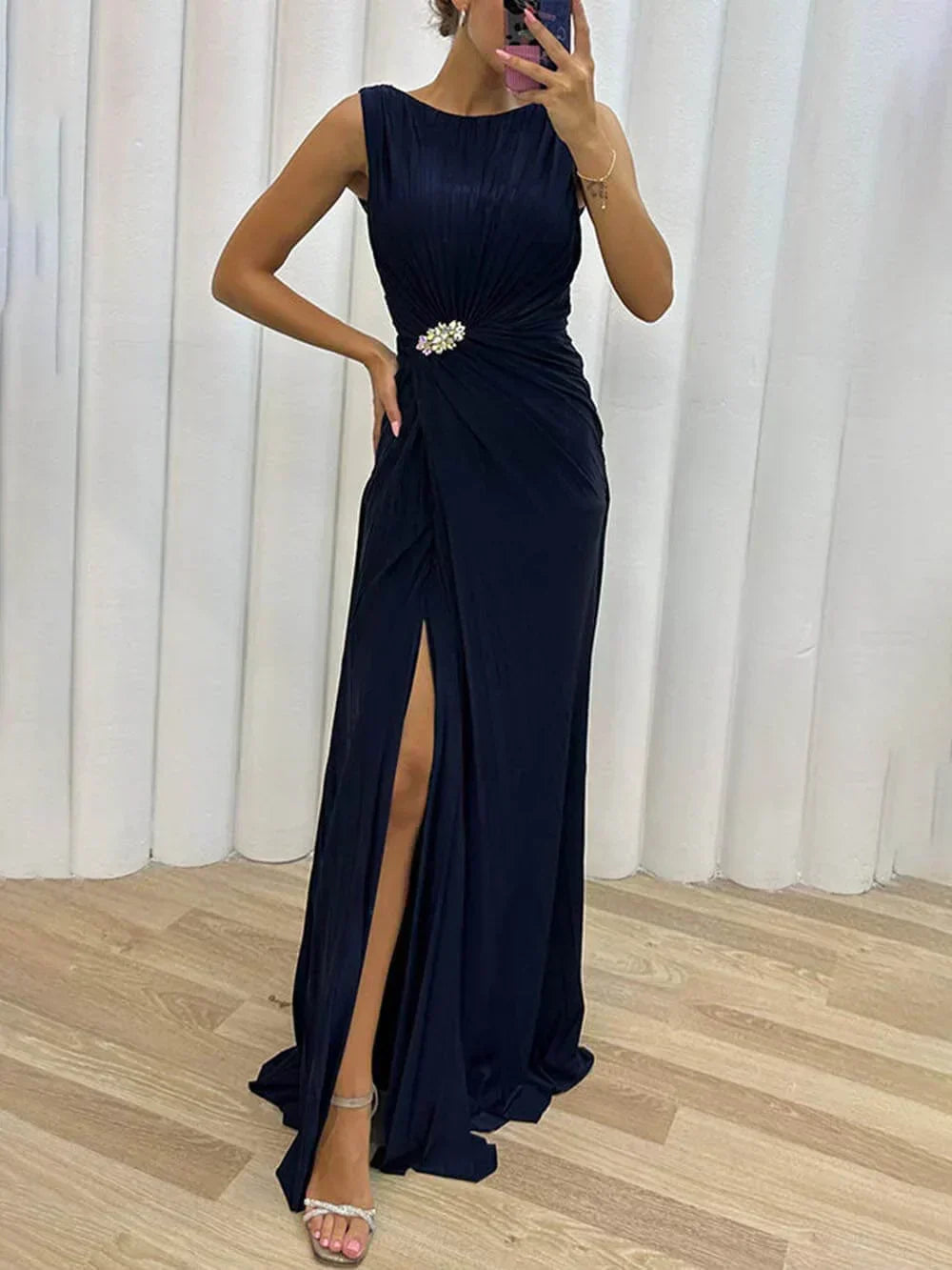 Freesia | Women's Wedding Guest Pleated Maxi Dress Evening