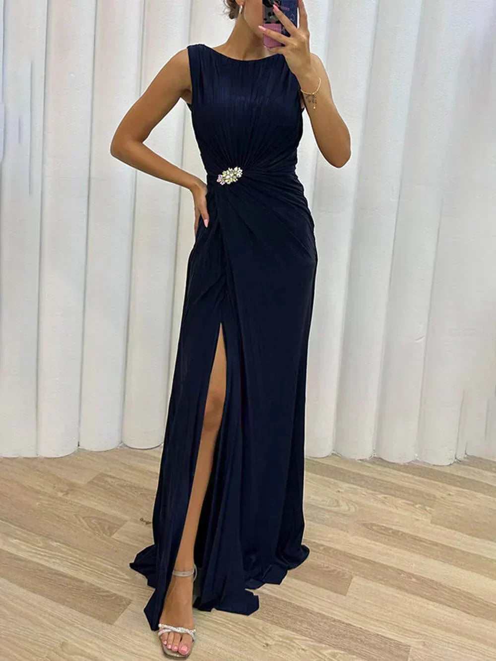 Demi | Women's Pleated Maxi Dress with Evening Style and Elegant Design