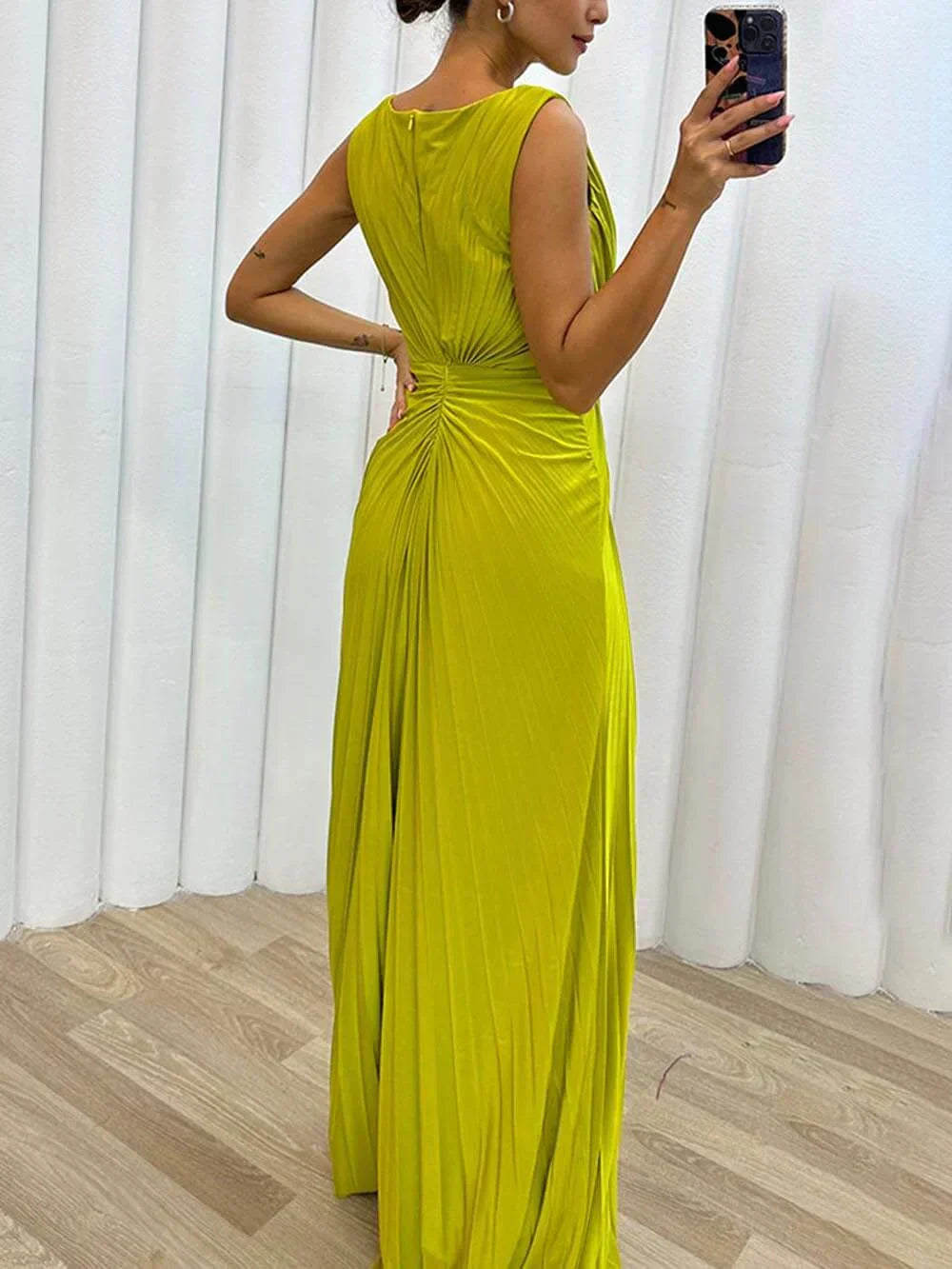 Demi | Women's Pleated Maxi Dress with Evening Style and Elegant Design