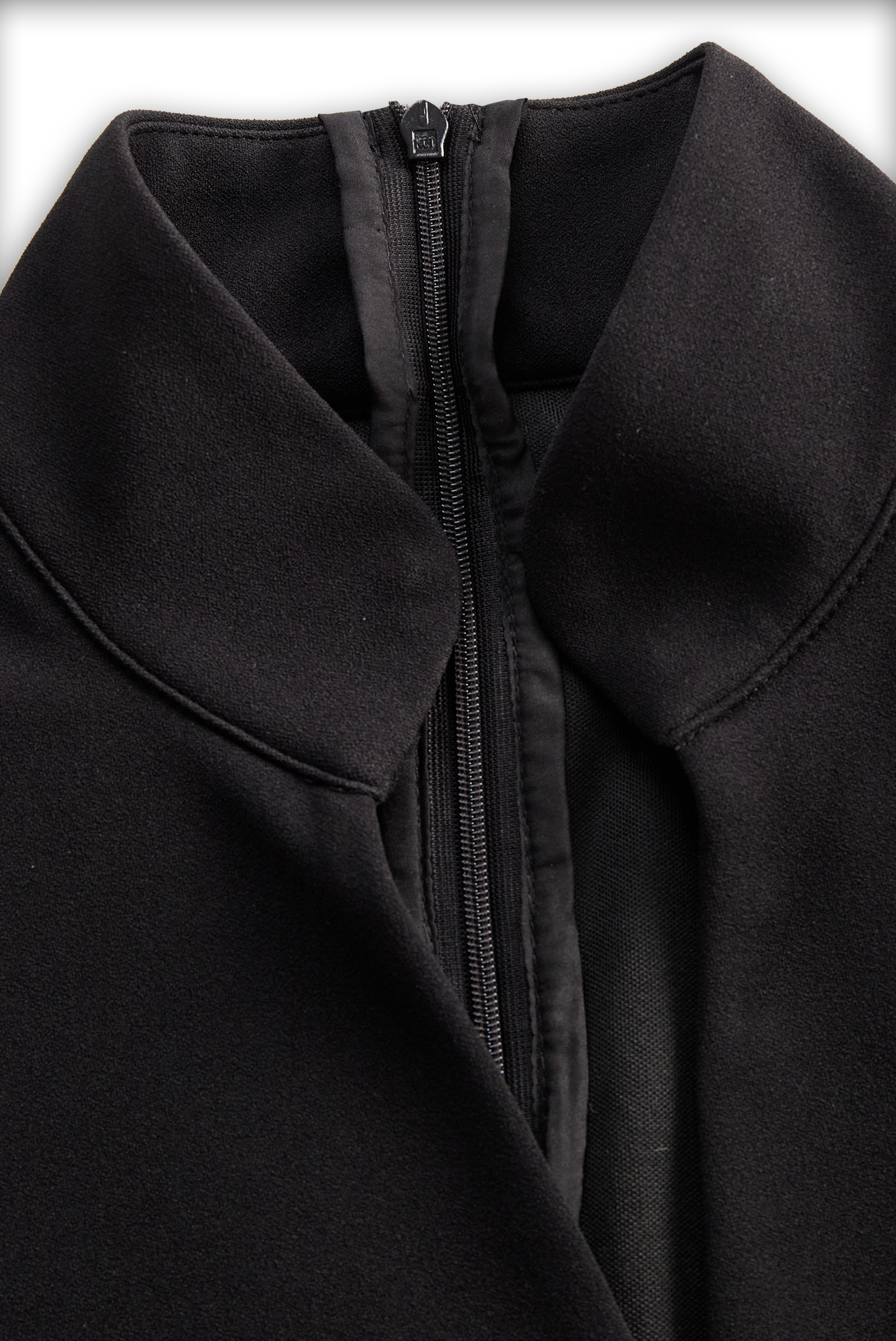 Ariana | Elegant Black Sheath Dress with Belt and Mandarin Collar