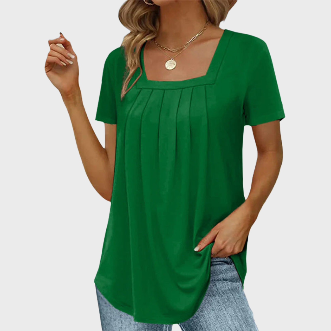 Emerson | Pleated Square-Neck Top