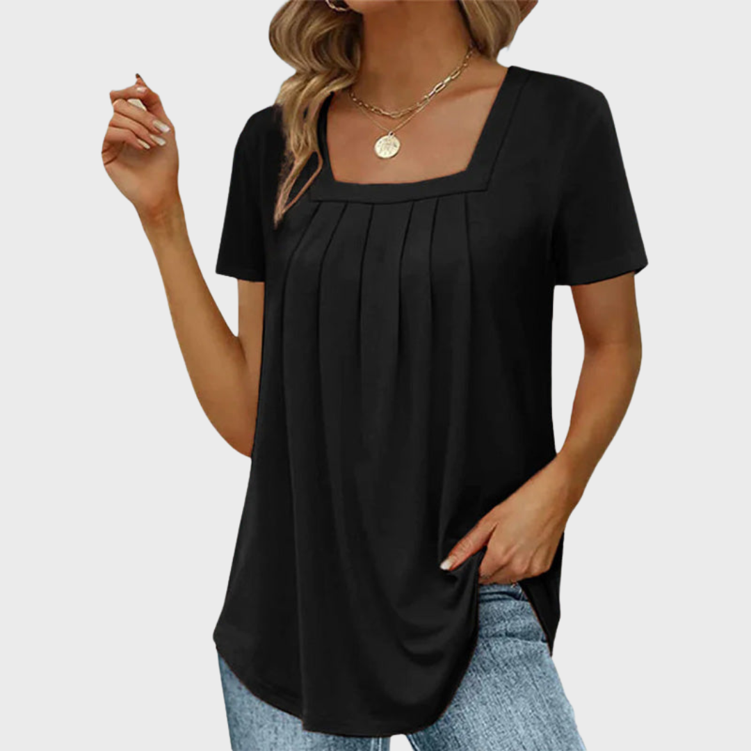 Emerson | Pleated Square-Neck Top