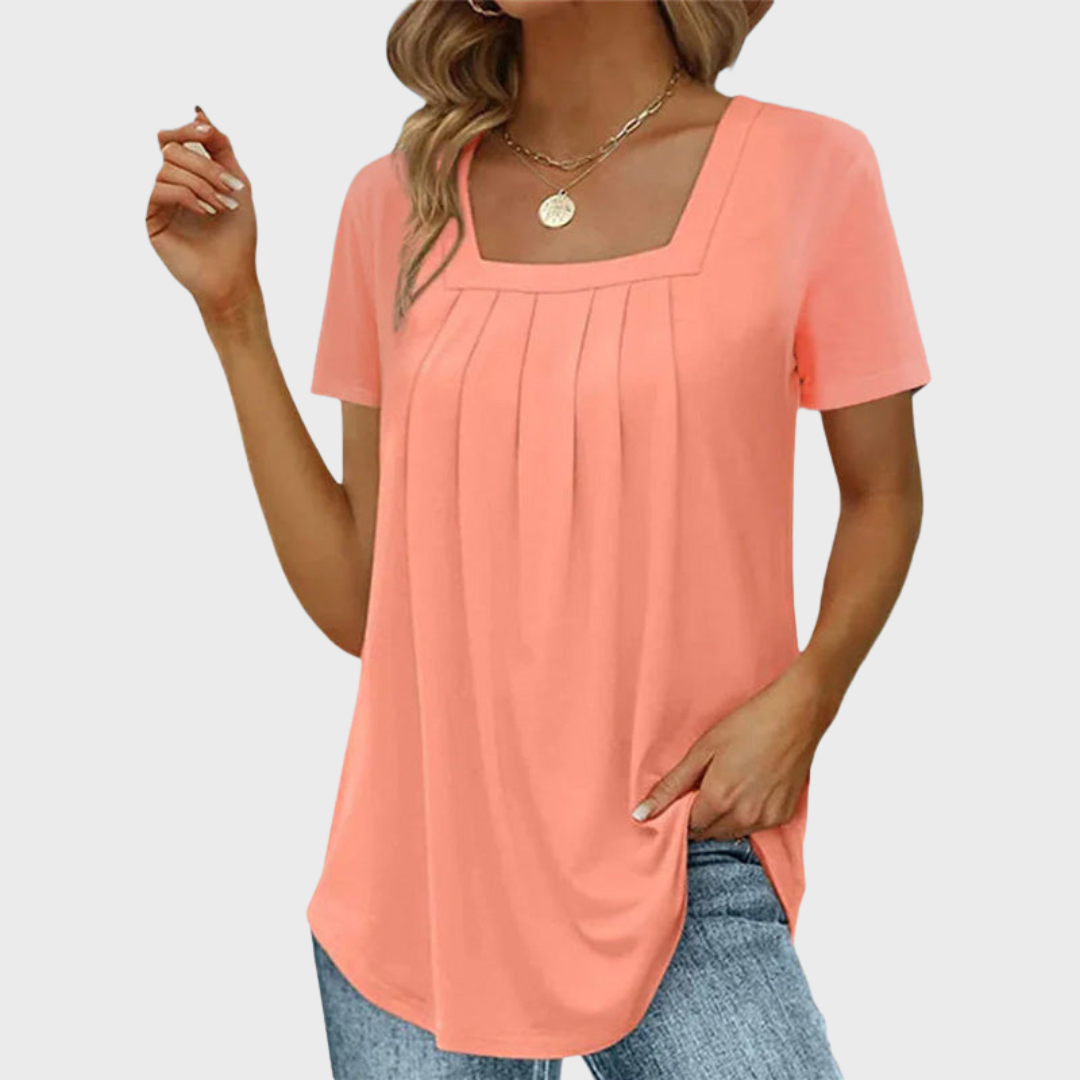 Emerson | Pleated Square-Neck Top