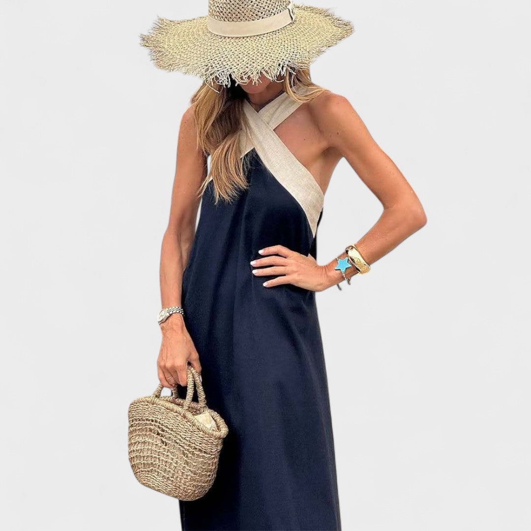 Elsie | Women's Cross-Neck Maxi Dress with Flowing Design and Versatile Style