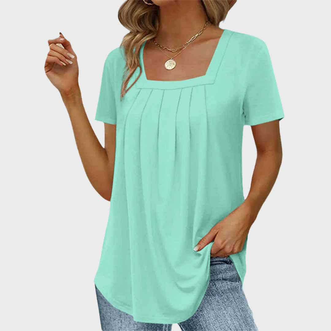 Emerson | Pleated Square-Neck Top