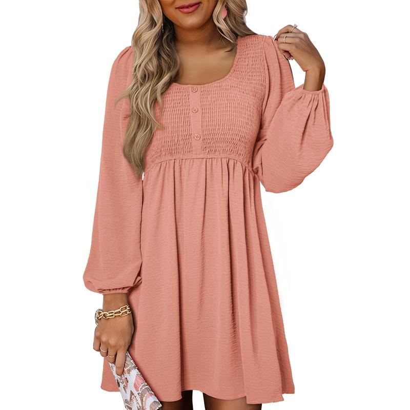 Autumn | Women's Smocked Empire Waist Long Sleeve Mini Dress