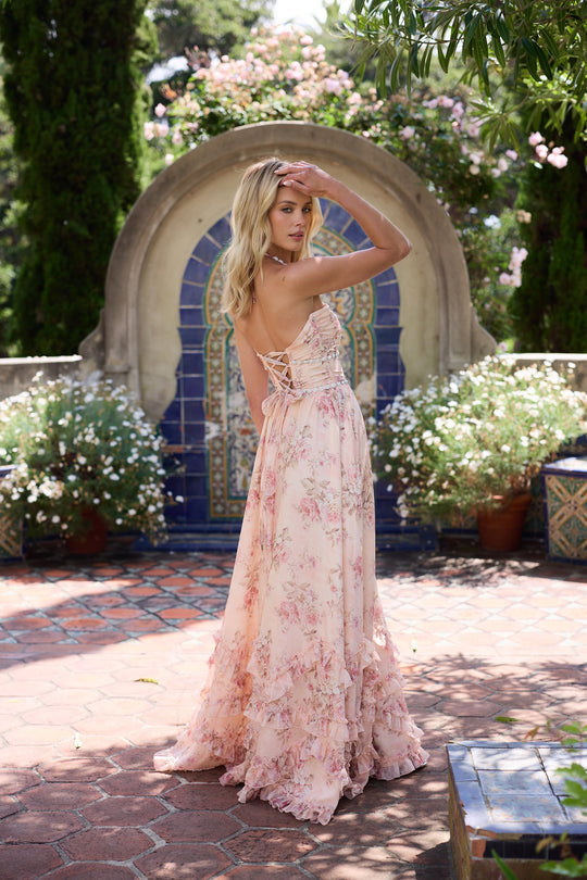 Alexa | The Scarlette Dress in Peach Tapestry