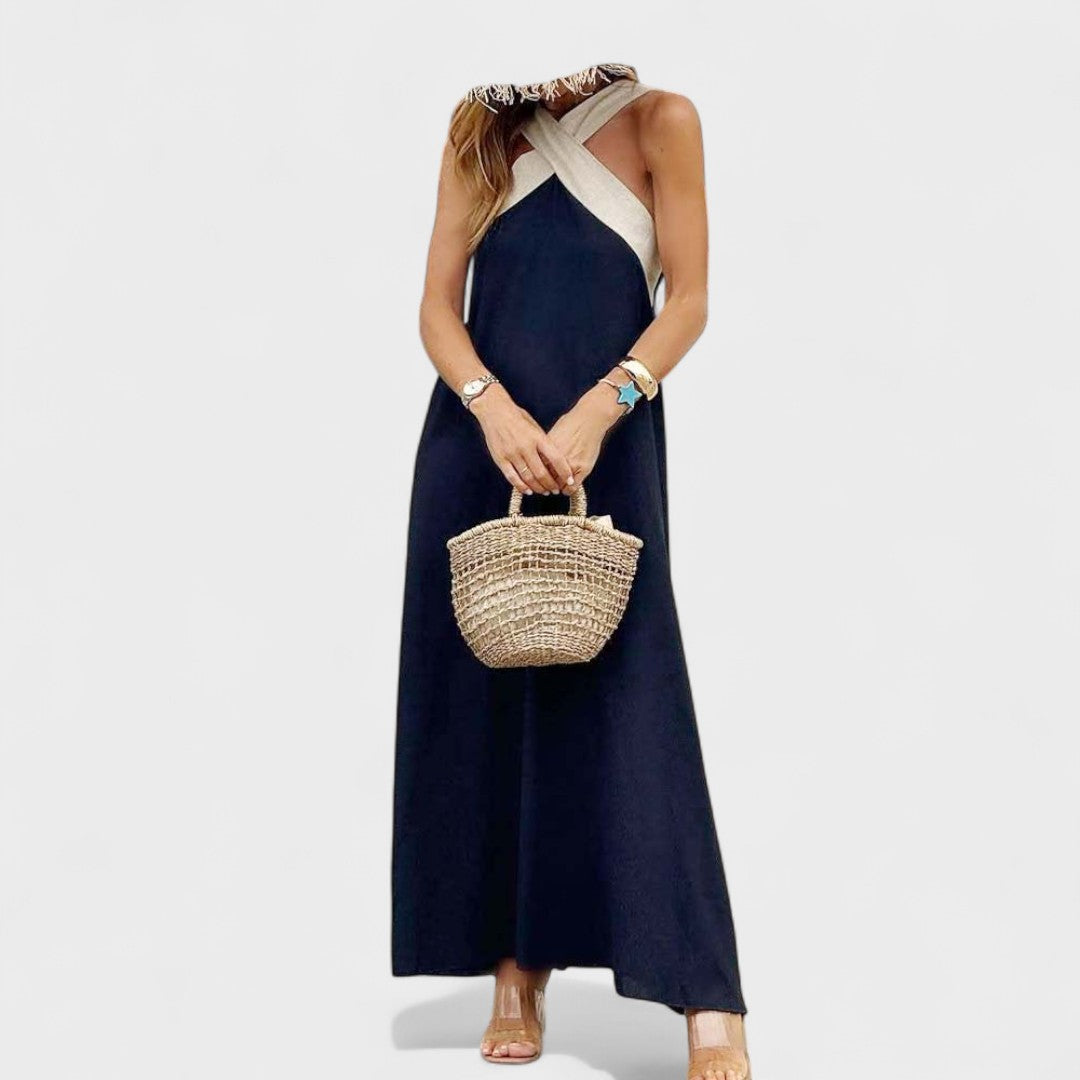 Elsie | Women's Cross-Neck Maxi Dress with Flowing Design and Versatile Style
