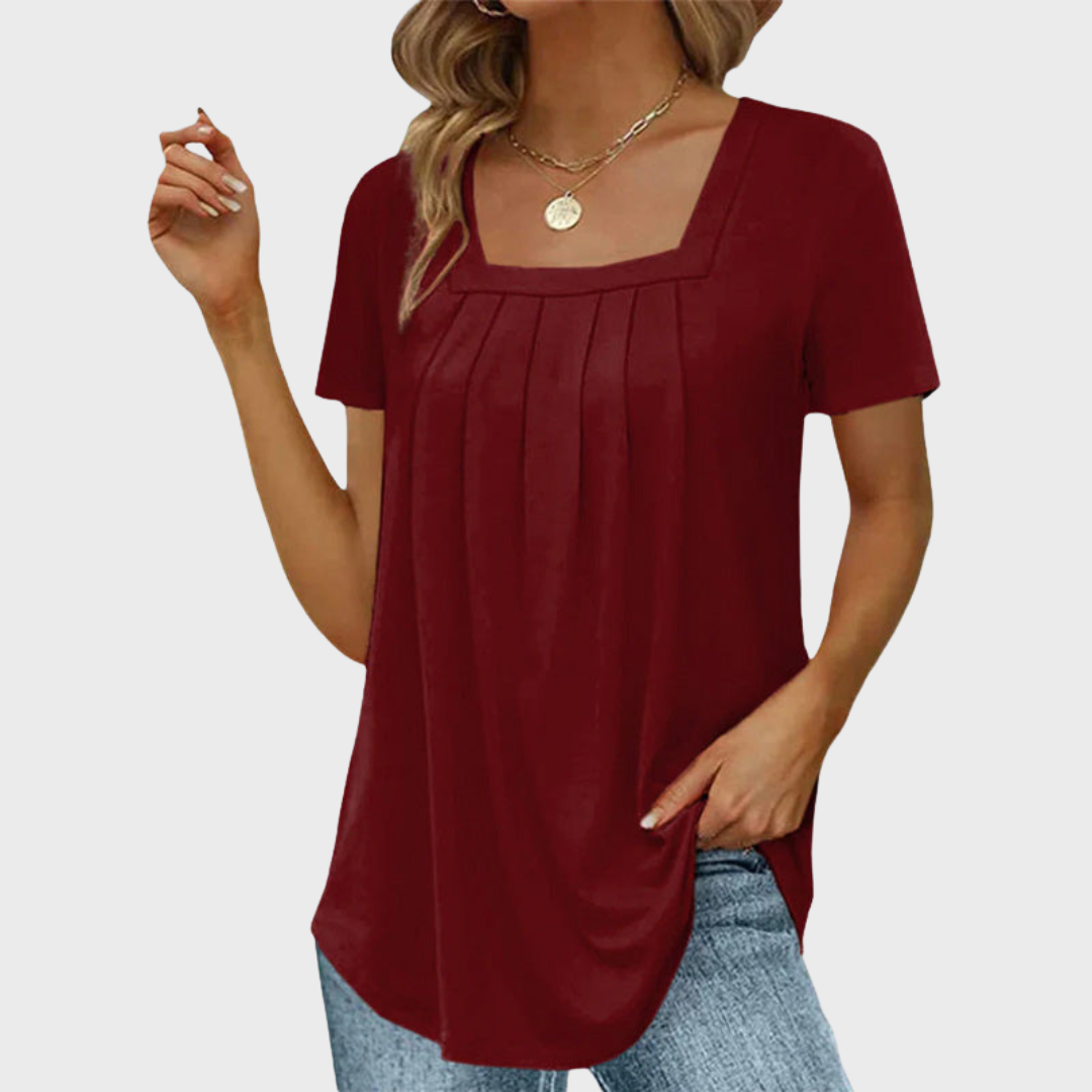 Emerson | Pleated Square-Neck Top