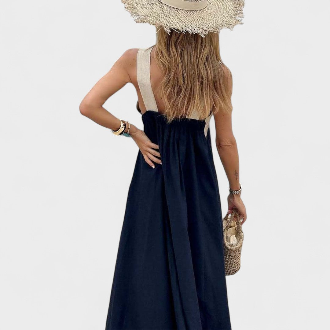 Elsie | Women's Cross-Neck Maxi Dress with Flowing Design and Versatile Style