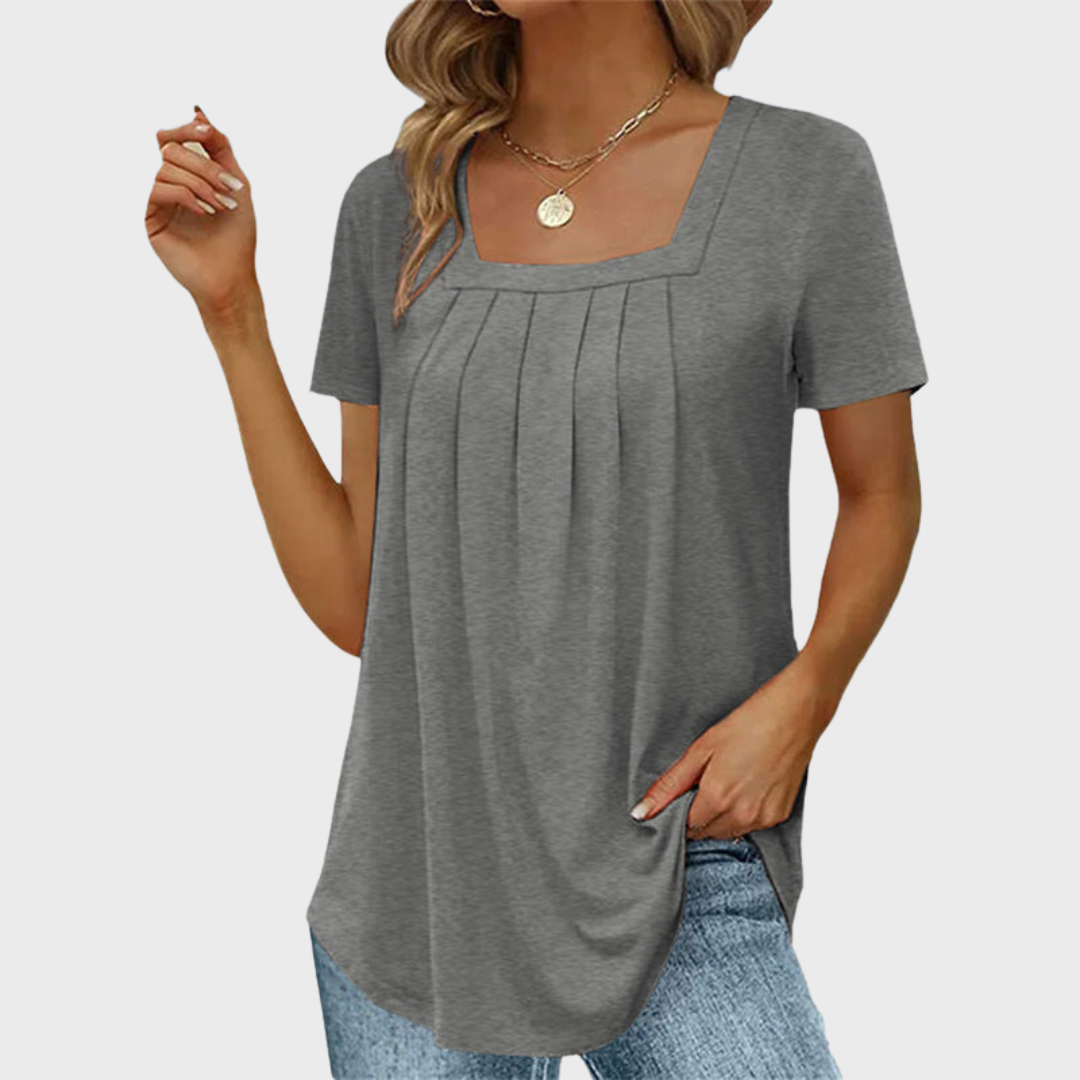 Emerson | Pleated Square-Neck Top