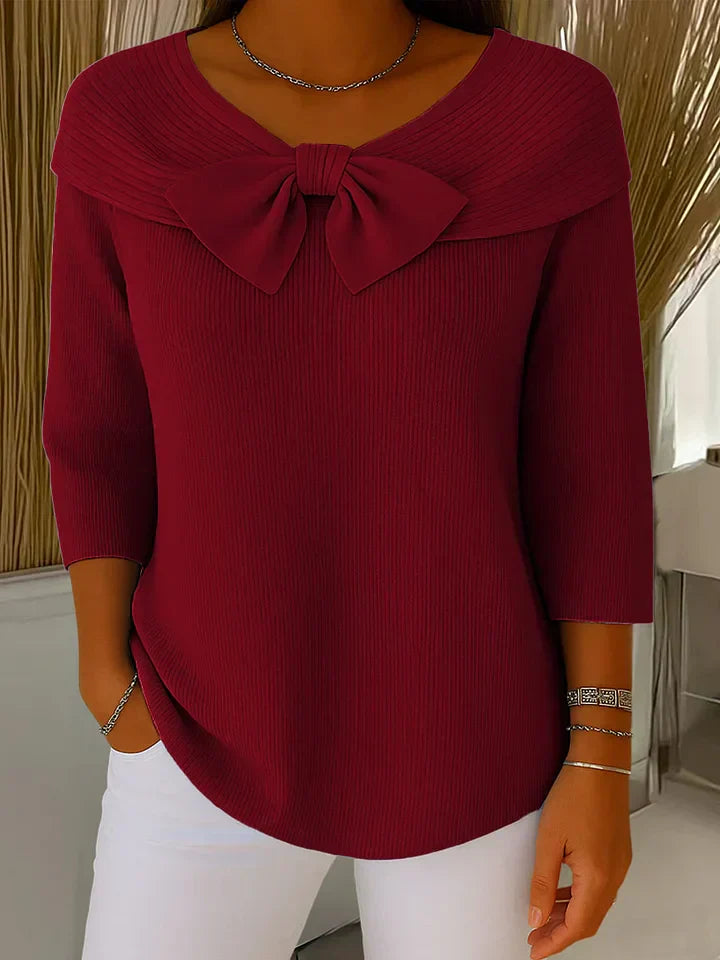 Alana | Women's Sweater with Bow and Round Neckline