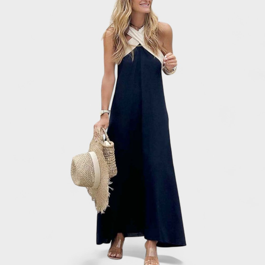 Elsie | Women's Cross-Neck Maxi Dress with Flowing Design and Versatile Style