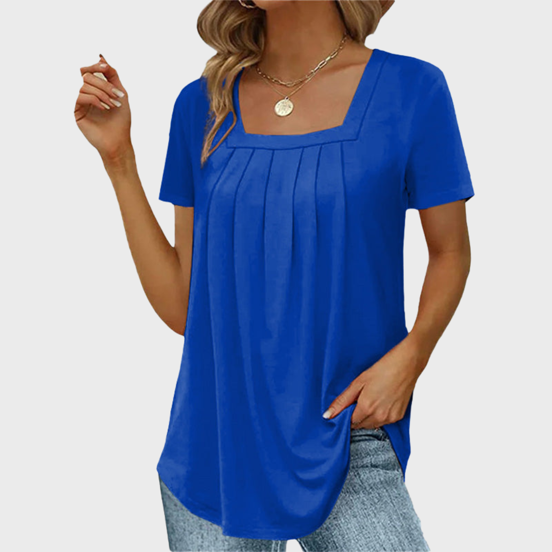 Emerson | Pleated Square-Neck Top
