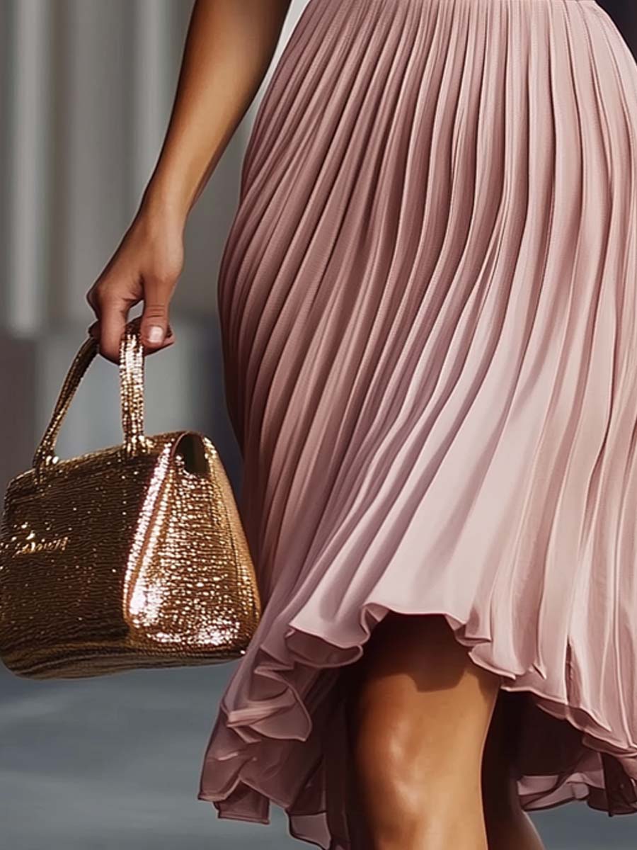 Audrey | Textured Pleated Sleeveless Midi Dress