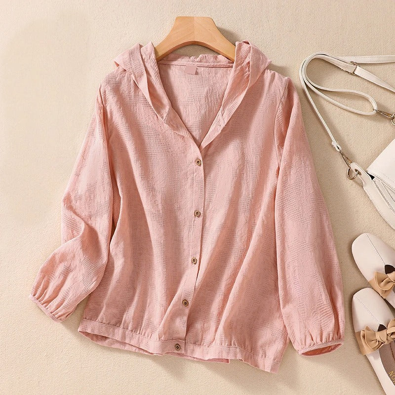Elara | Hooded Shirt with Relaxed Fit and Soft Fabric