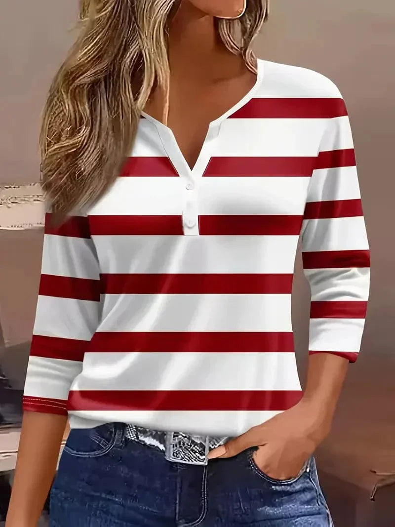 Amelia | Striped V-Neck Top