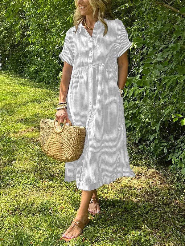 Hadleigh | Women's Button-Up Shirt with Striped Pattern and Classic Fit