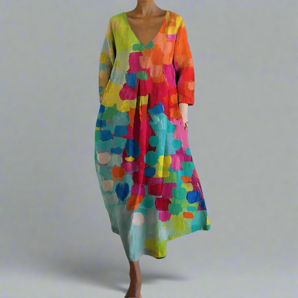 Cheryl | Colorful Dress with V-neck