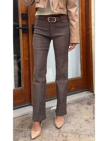 Tami Velvet Suede Feel Pant, Brown
