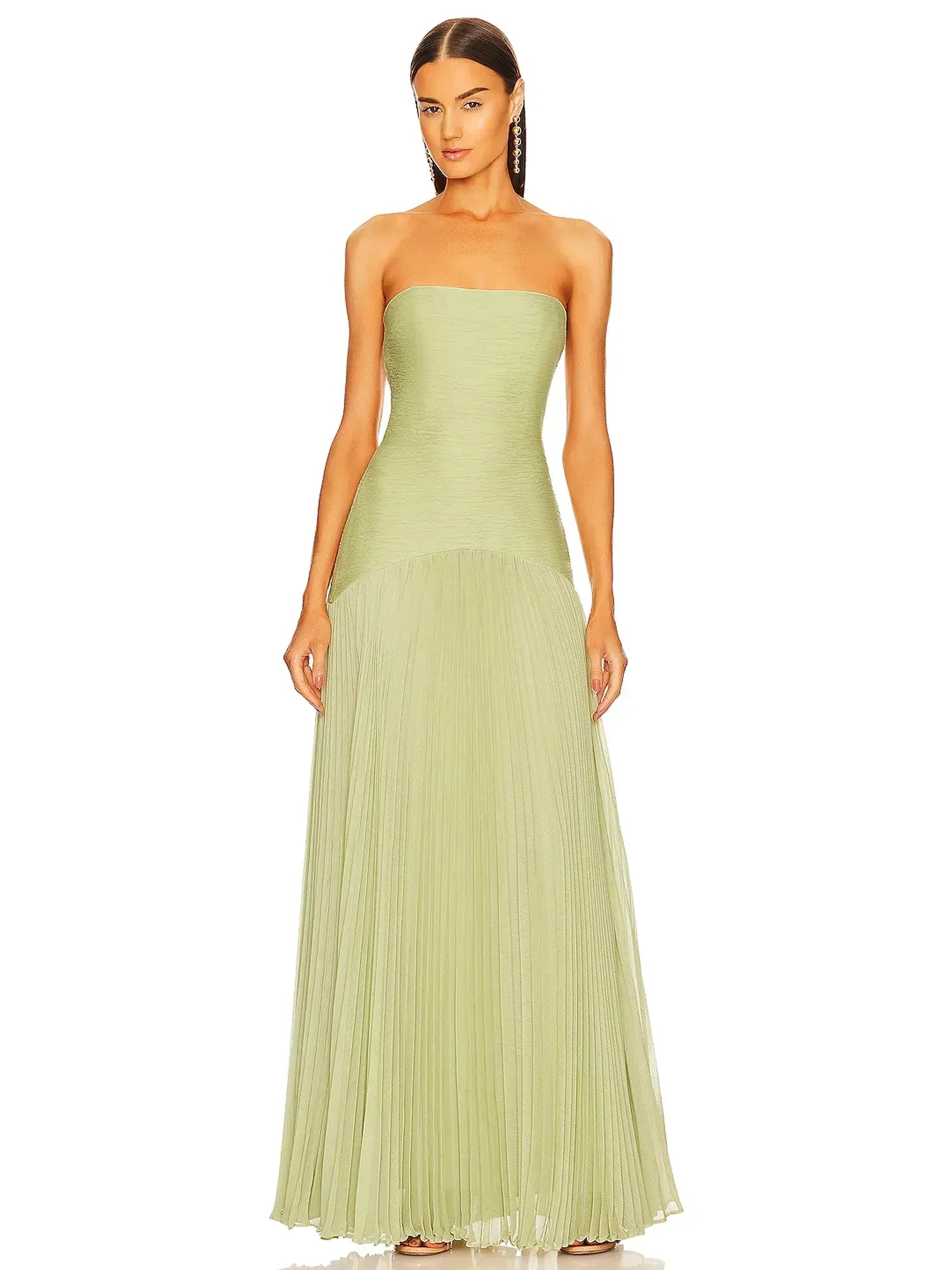 Evangeline | Women's Strapless Pleated Maxi Dress Formal Evening Gown