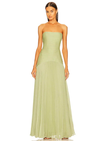 Evangeline | Women's Strapless Pleated Maxi Dress Formal Evening Gown