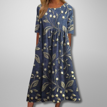 Amelia | Women's Floral Midi Dress with Relaxed Fit and Soft Fabric