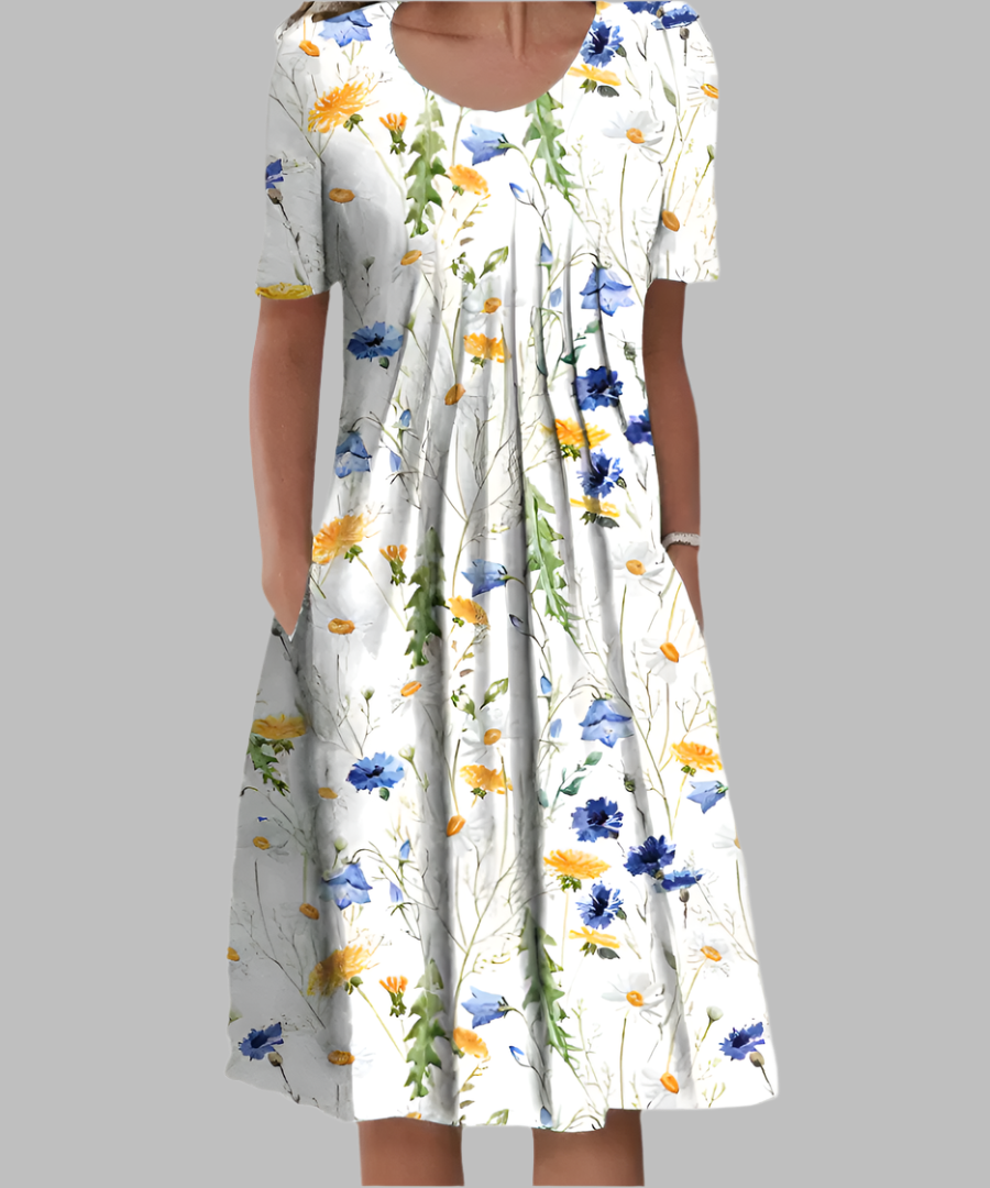 Aveline | Women's Midi Dress with Side Slit and Fitted Design