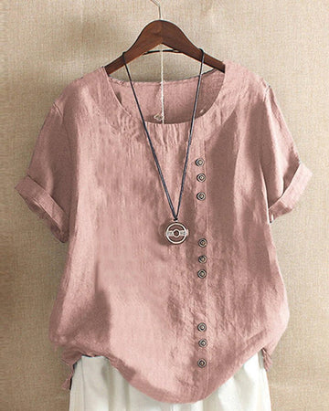Delaney | Casual Short Sleeve Top with Button Front