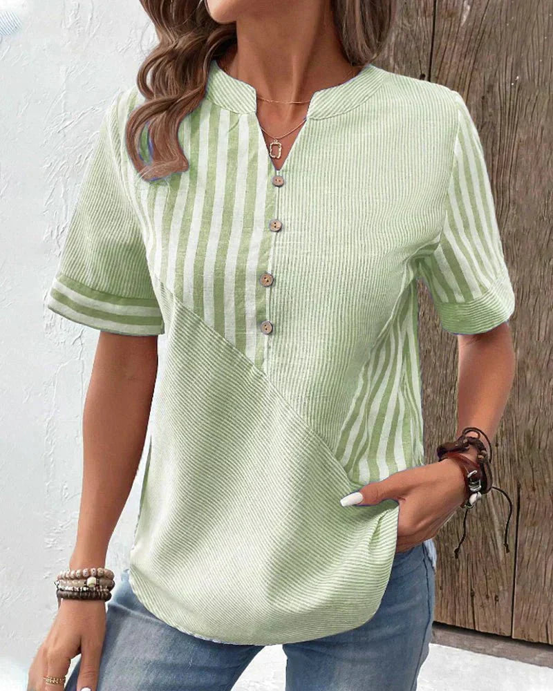 Elodie | Striped Blouse with Short Sleeves