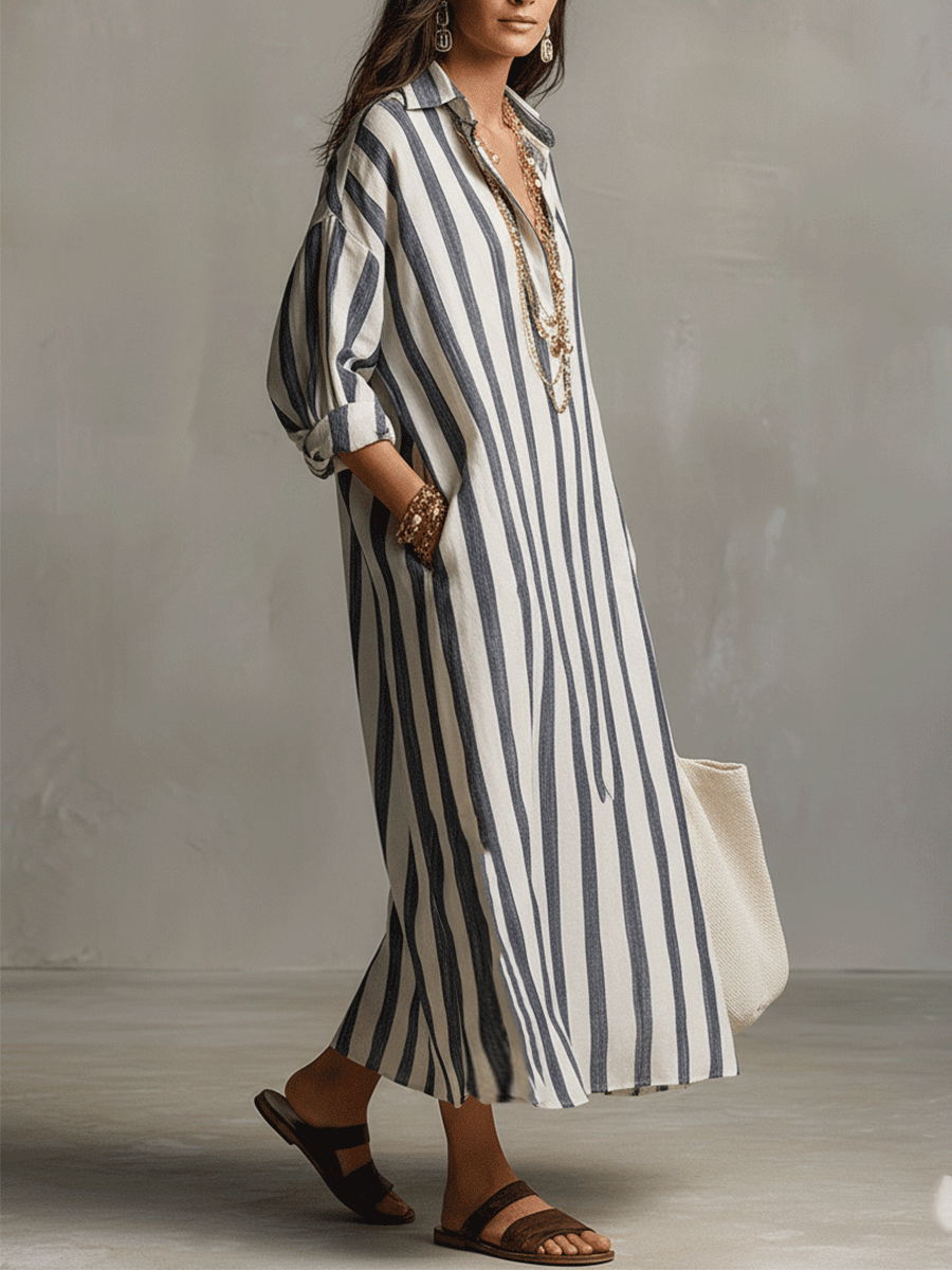 Brielle | Bohemian Maxi Dress with Casual Striped Design