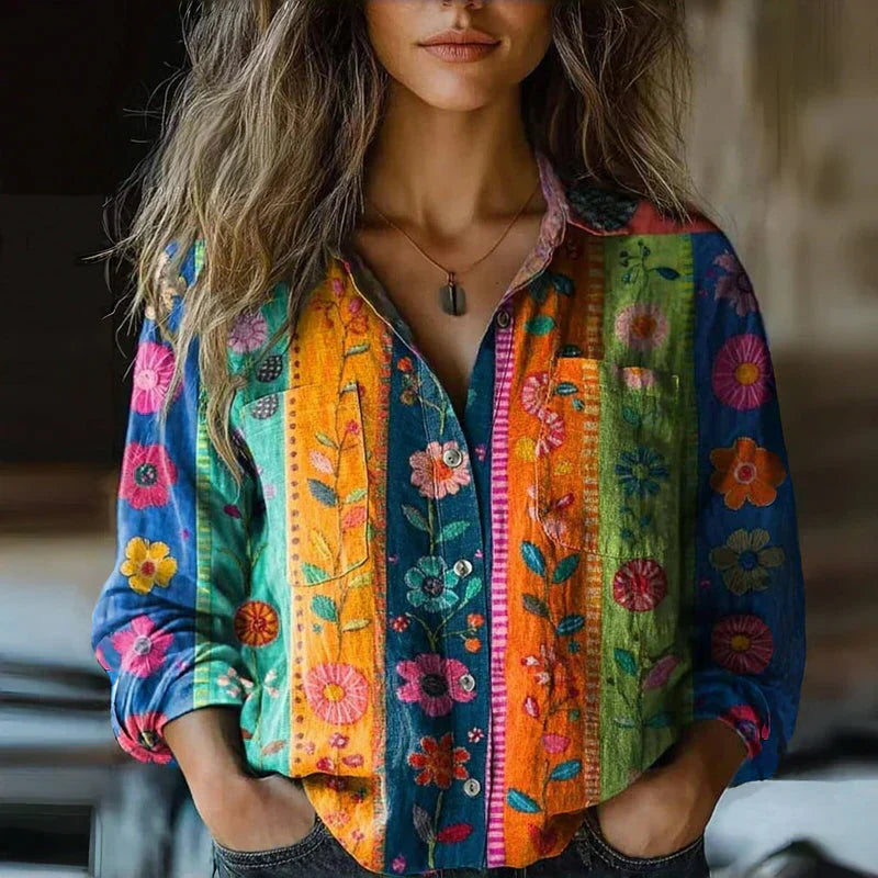 Camellia | Vintage Blouse with Bohemian Pattern