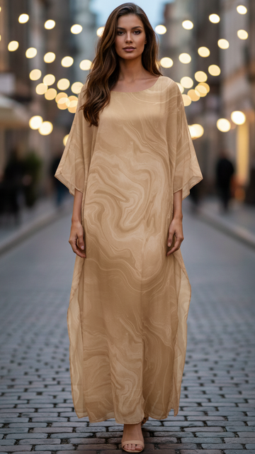 Aura | Women's Chiffon Kaftan Maxi Dress Batwing Sleeve Formal
