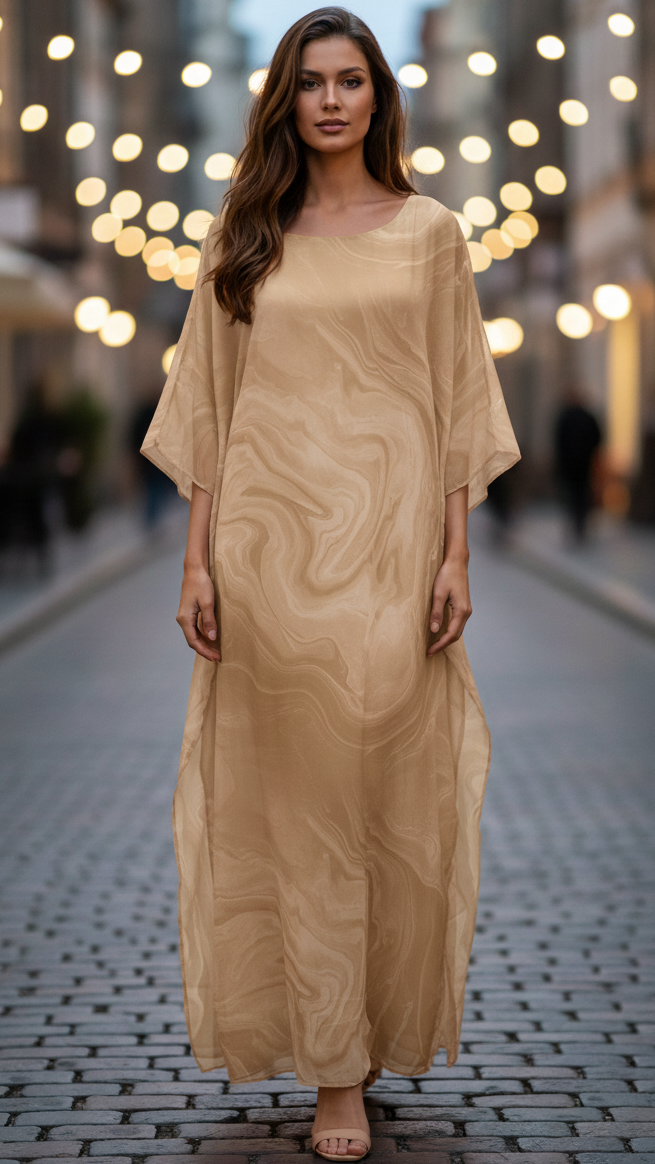 Aura | Women's Chiffon Kaftan Maxi Dress Batwing Sleeve Formal