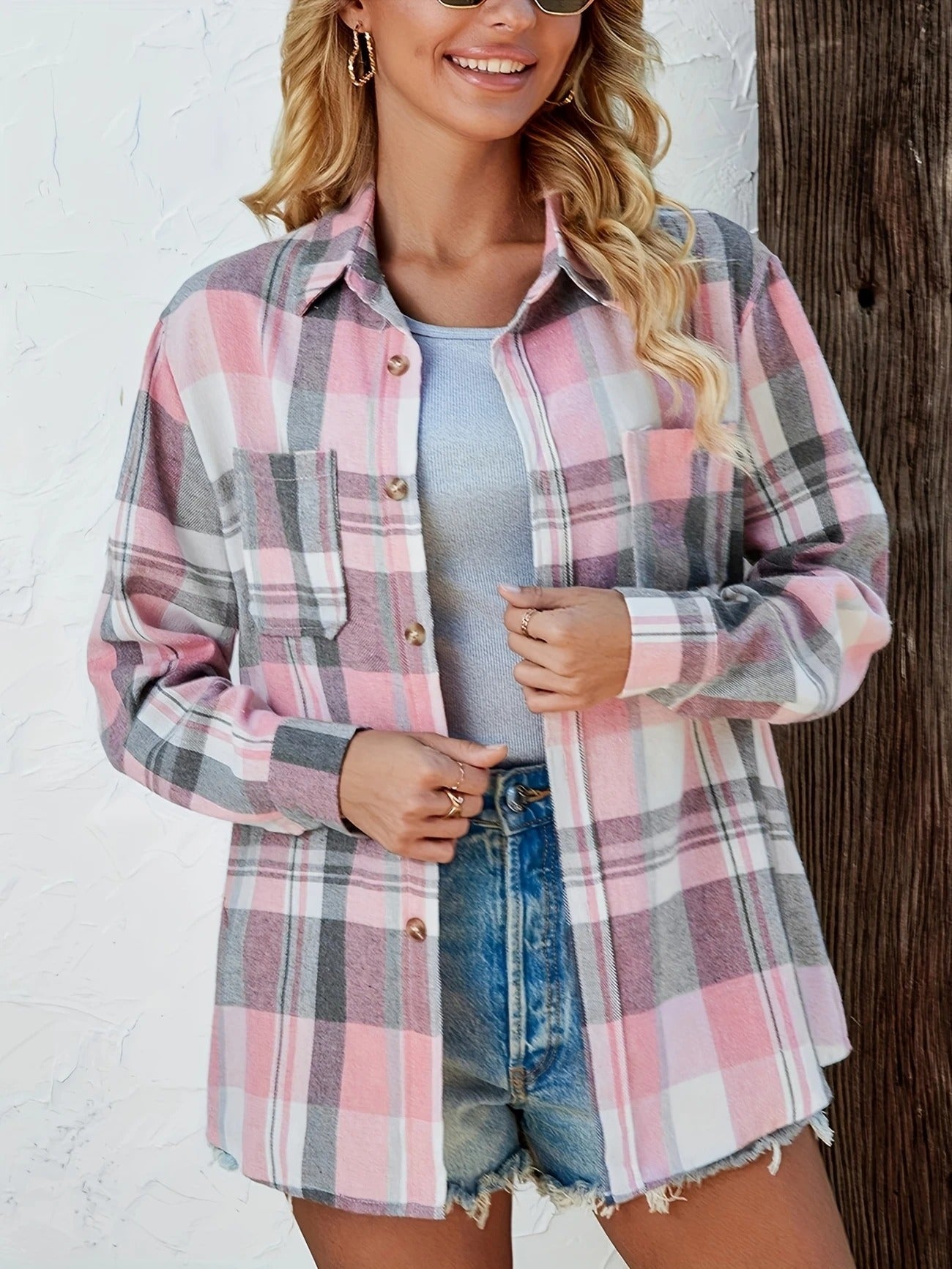 Harper | Women's Oversized Plaid Flannel Button-Down Shirt