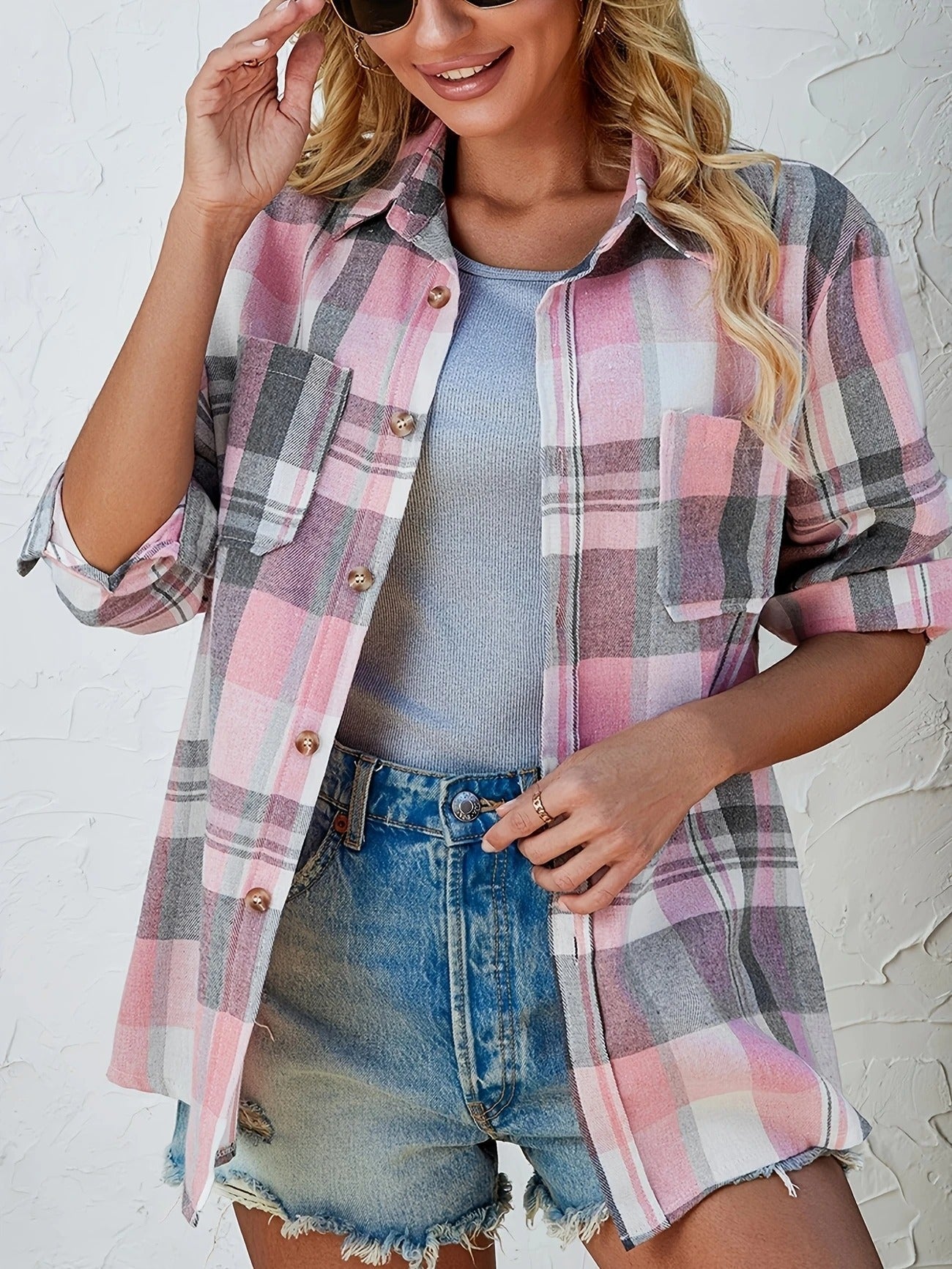 Harper | Women's Oversized Plaid Flannel Button-Down Shirt