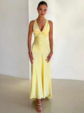 Arabelle | Women's V-Neck Maxi Dress with Flowing Skirt and Elegant Design
