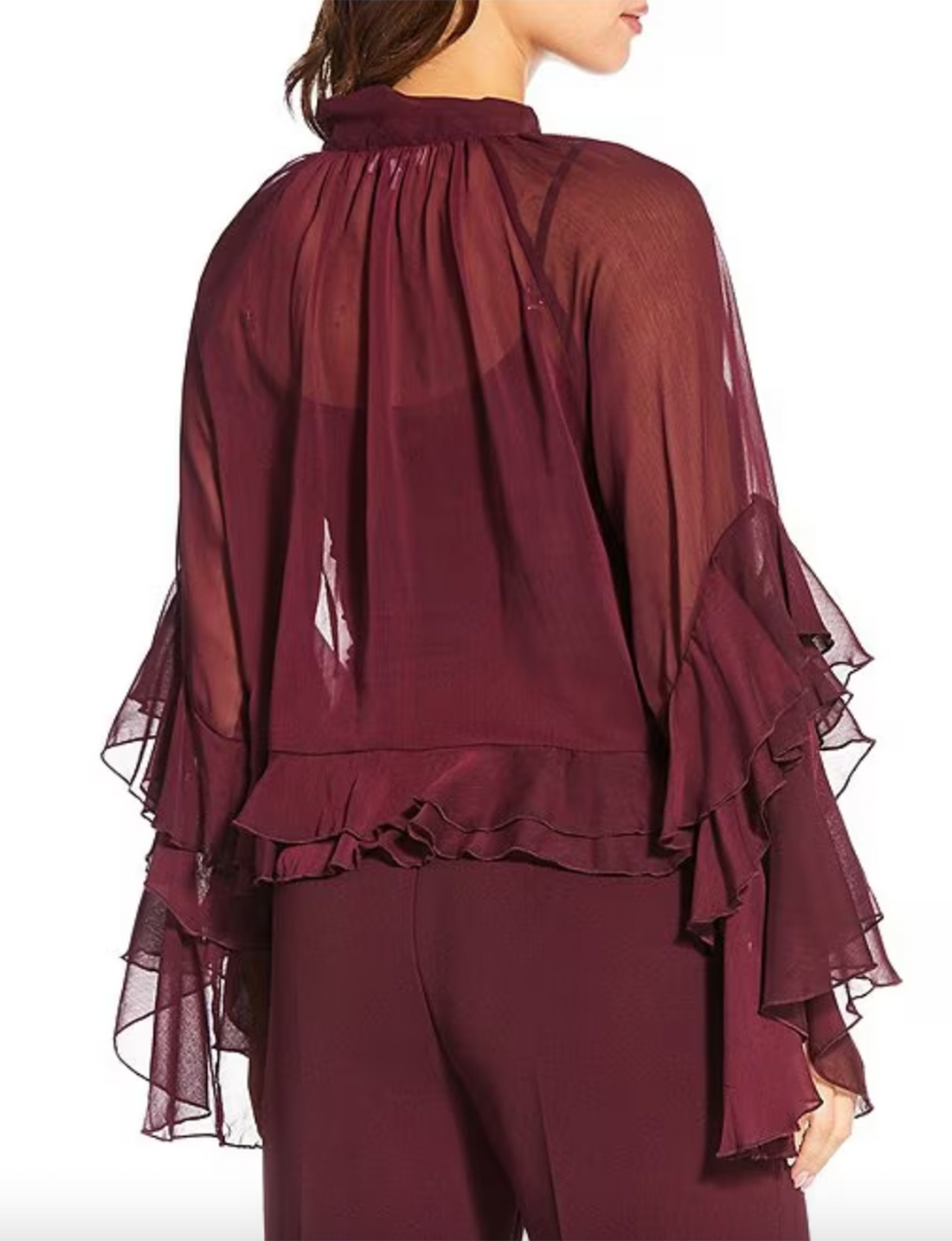Kyle Ruffle Top, Burgundy