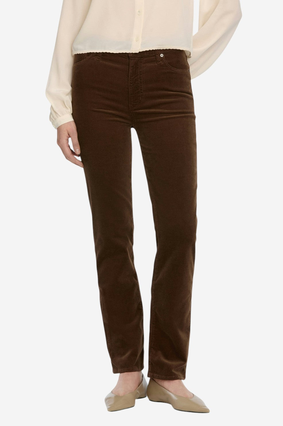 Le Sleek Straight Corduroy  - Bitter Chocolate