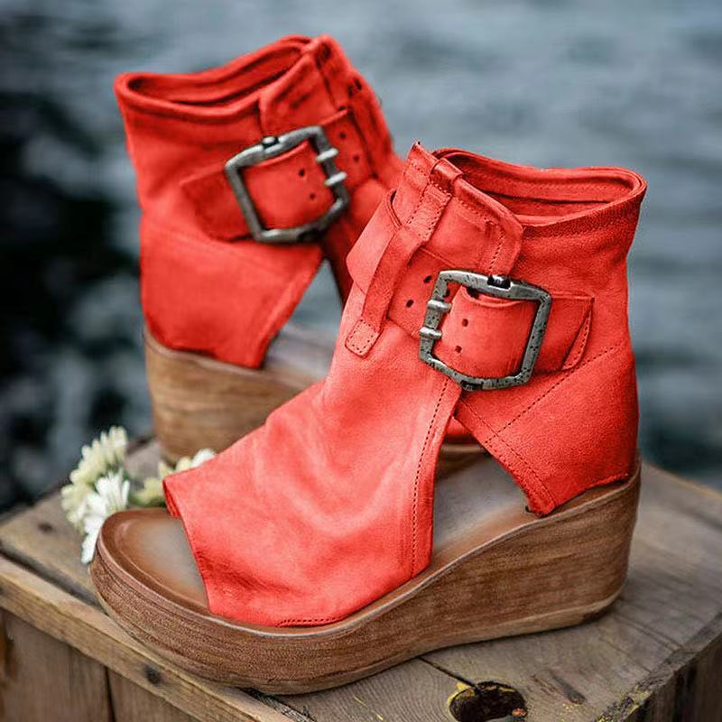 Dawn | Wedge Sandals with Buckle in Boho Style
