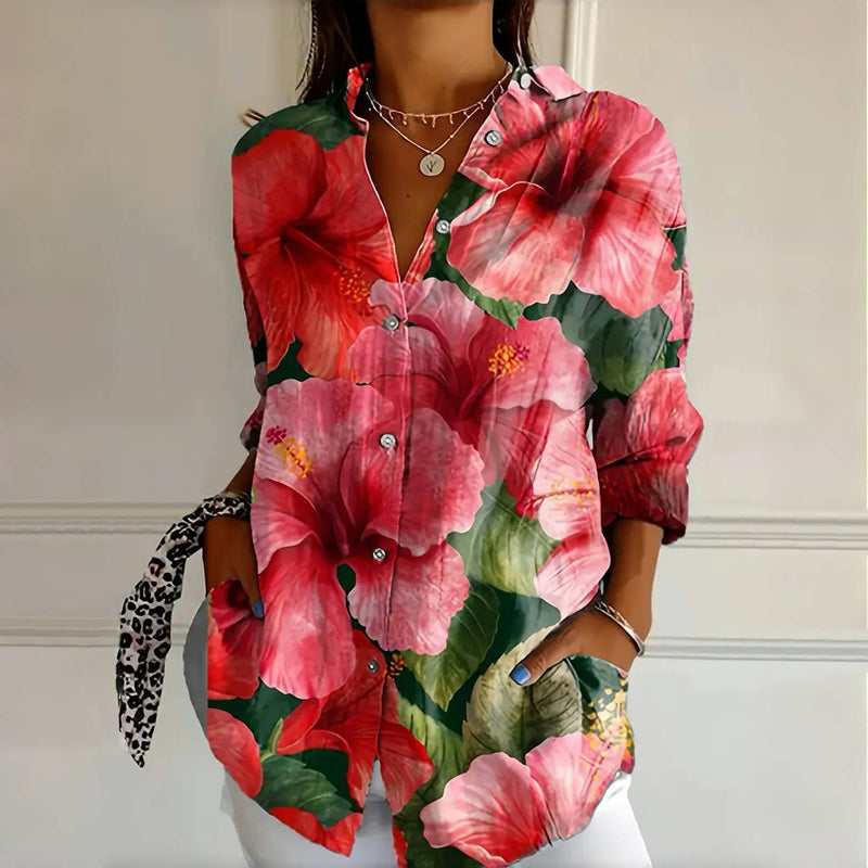 Ainsley | Floral Blouse with Short Sleeves