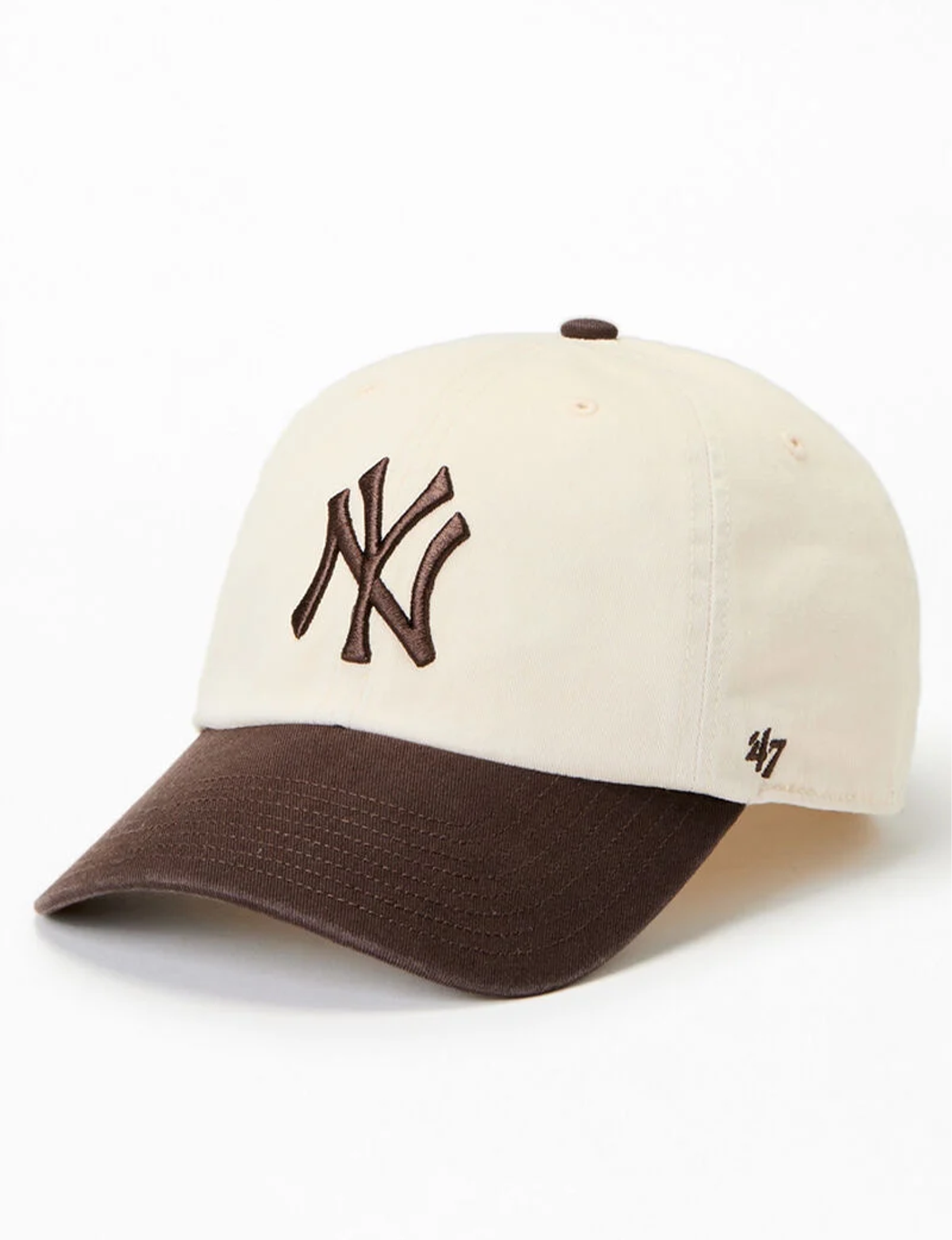 NY Yankees Two-Tone Cap, Natural/Brown