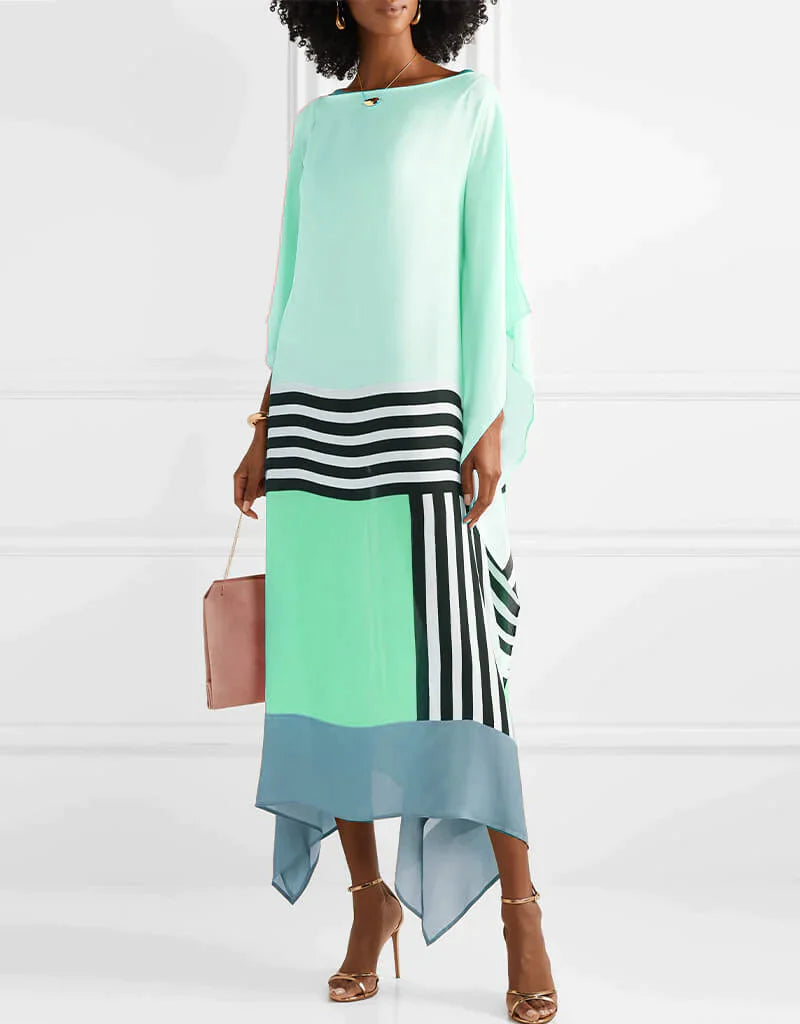 Aria | Women's Caftan Dress Geometric Print Batwing Sleeve Maxi Dress