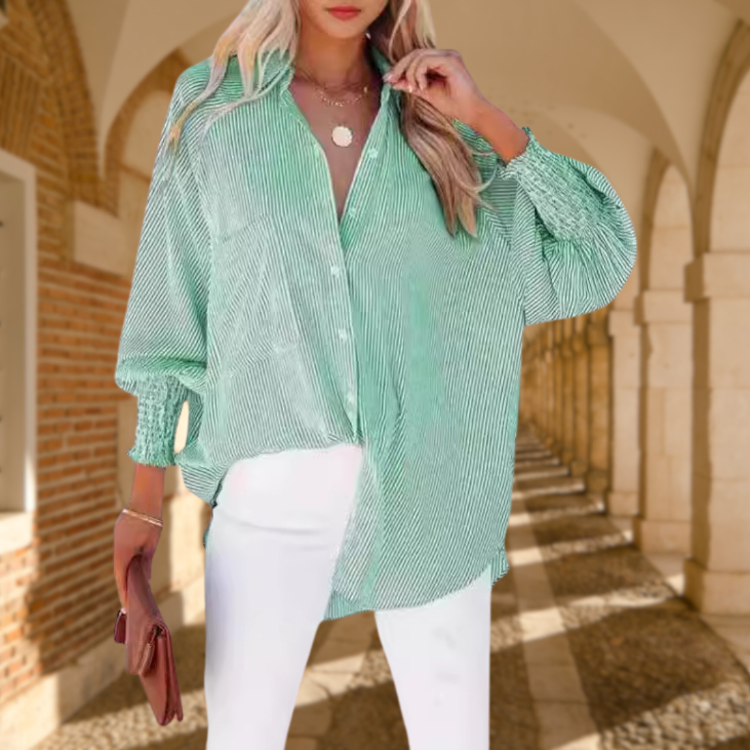 Hadley | Oversized Button-Down Shirt with Striped Pattern