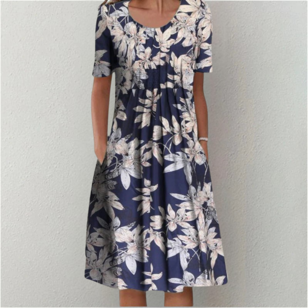 Celina | Women's Casual Floral Dress with Pockets and Short Sleeves