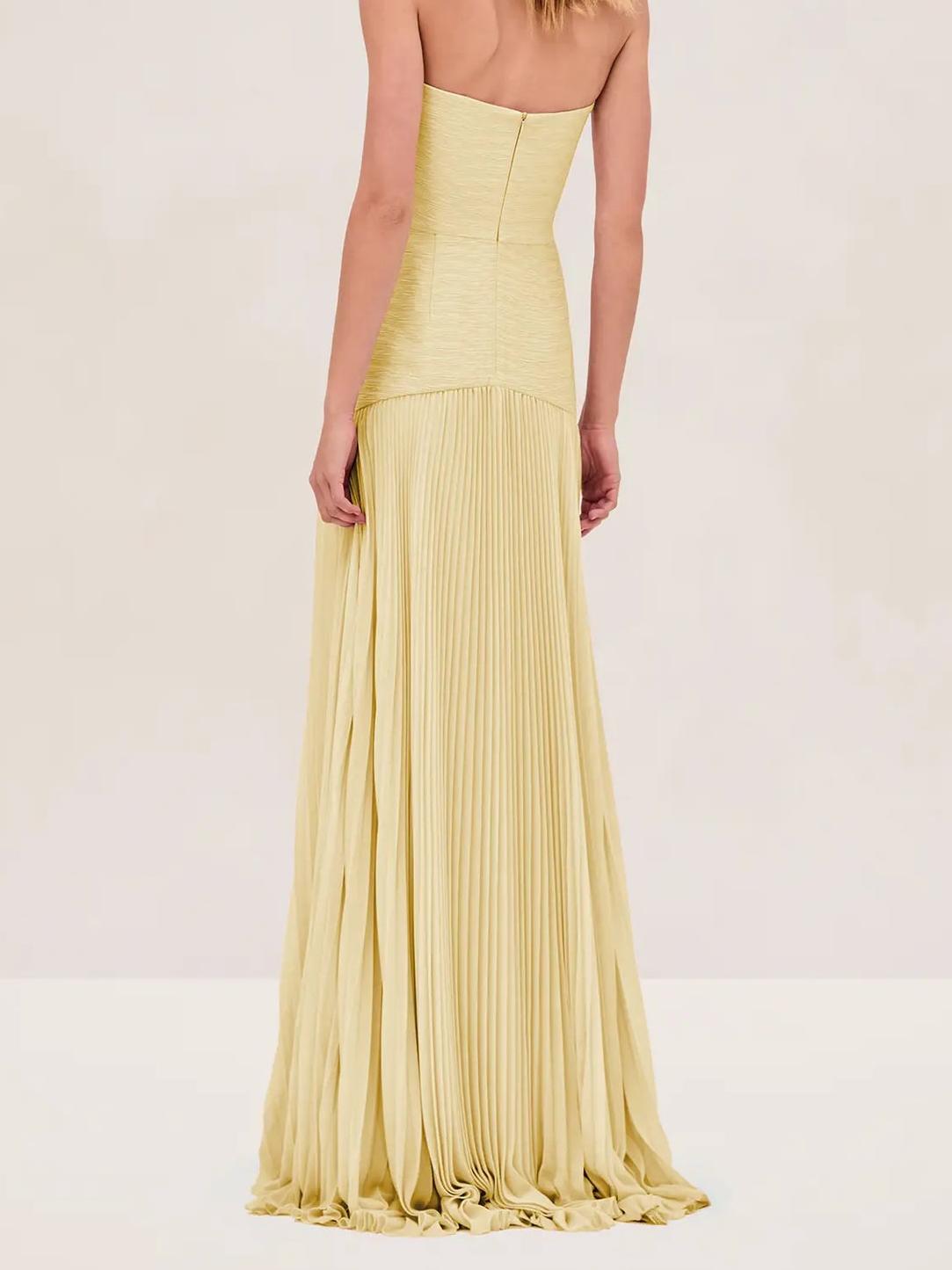 Evangeline | Women's Strapless Pleated Maxi Dress Formal Evening Gown