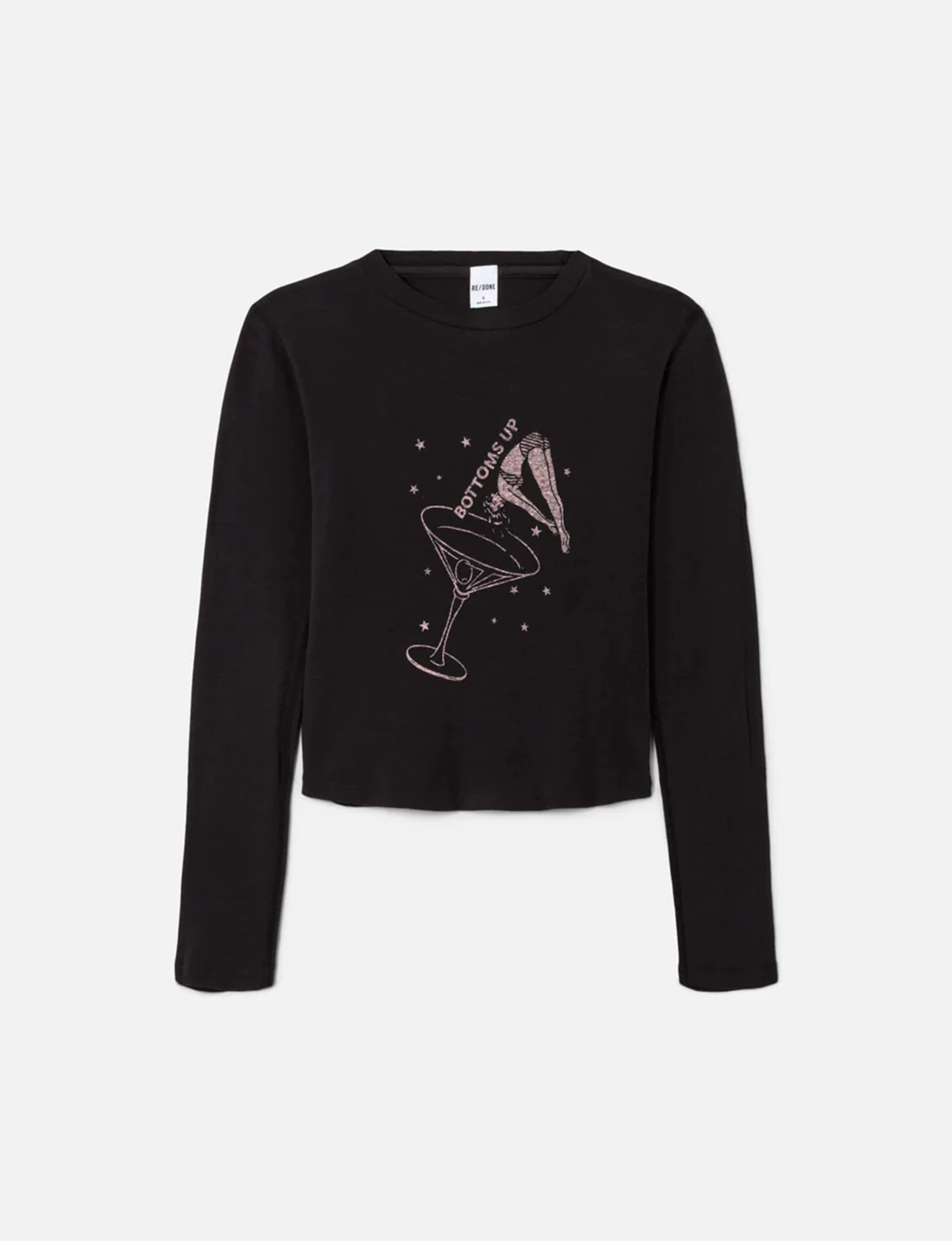 90s Baby L/S Bottoms Up Tee, Washed Black