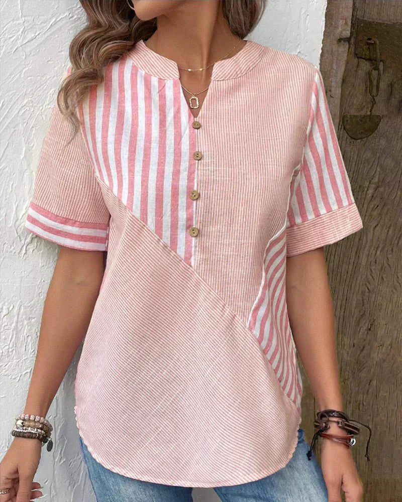 Elodie | Striped Blouse with Short Sleeves